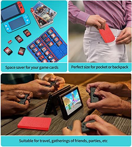 Switch Game Holder Case with 24 Cartridge Slots and 24 Micro SD Card Storage, Slim Portable Game Organizer Traveler Gift Accessories with Magnetic Closure, Protective Hard Shell and Soft Lining