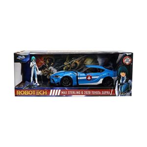 jada toys robotech 1:24 2020 toyota supra die-cast car w/ 2.75" max sterling figure, toys for kids and adults