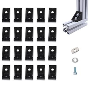 2020 Aluminum Extrusion Connector Bracket Corner Brace Set, Metal Corner Braces with Socket Head Cap Screws, Mounting Bolts and Washers - Aluminum Extrusion Accessories (20mmx20mm, 20pcs)