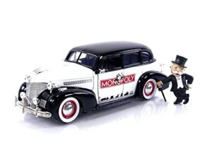 jada toys mr. monopoly 1:24 1939 chevrolet master deluxe die-cast car w/ 2.75" rich uncle pennybags figure, toys for kids and adults (33230)