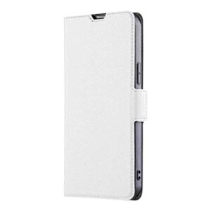 banlei2u phone cover wallet folio case for oppo realme 7 pro, premium pu leather slim fit cover for realme 7 pro, shock resistance, white