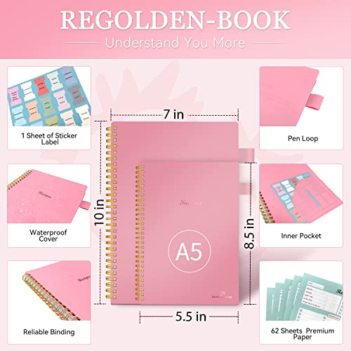 Recipe Book to Write in Your Own Recipes, Blank Recipe Notebook with Tabs for Family Cooking Lover, 120 Pages Recipe Organizer, 8.5 x 5.5", Pink