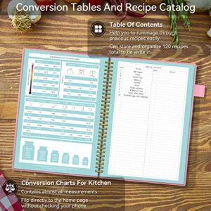 Recipe Book to Write in Your Own Recipes, Blank Recipe Notebook with Tabs for Family Cooking Lover, 120 Pages Recipe Organizer, 8.5 x 5.5", Pink