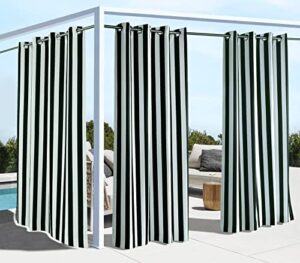 loft living corsica stripe indoor/outdoor curtain panel 50" x 108" in black
