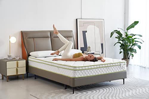 Queen Size Mattress - 8 Inch Cool Comfort Foam & Spring Hybrid Mattress with Breathable Organic Cotton Cover - Quilted Foam Plush Euro Pillow Top - Rolled in a Box - Oliver & Smith