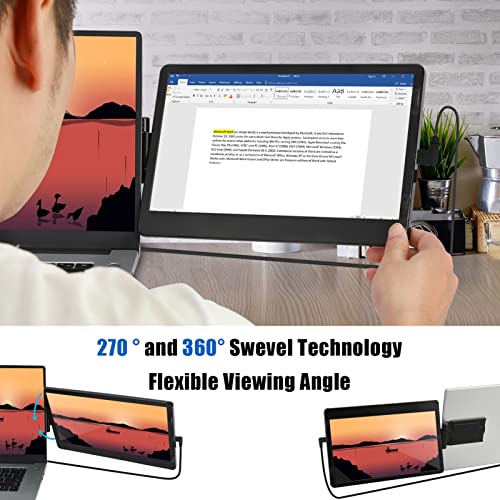 ZTGD 11.6” Laptop Screen Extender - 1366x768 Attachable Portable Monitor for Laptops, Laptop Monitor Extender, Dual Monitor Connected Support PC/Mobile Phone
