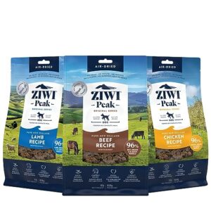 bundle of ziwi peak air-dried dog food – all natural, high protein, grain free and limited ingredient with superfoods (beef, 1.0 lb + lamb, 1.0 lb + chicken, 1.0 lb)
