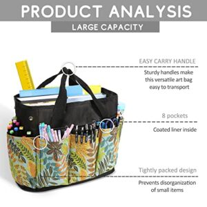 GERYMU Art Supply Storage Organizer, Craft Organizers and Storage Tote Bag with Pockets Art Caddy Oxford Fabric Craft Storage Containers for Teacher, Students, Artist,Office Workers, Traveler Yellow