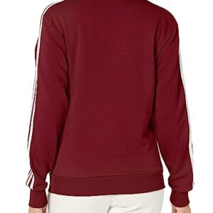 adidas Women's Essentials 3-Stripes Fleece Sweatshirt, Shadow Red/White, X-Small