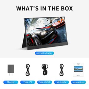 JOHNKANG Portable Monitor 15.6 Inch FHD 1080P USB-C HDMI Second Screen IPS HDR Second External Monitor for Laptop PC Phone Xbox PS4 Switch,Built-in Speaker/Smart Cover Included