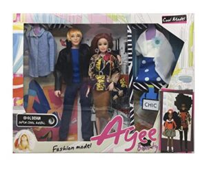 fashion dolls girl boy 12.5" fashionistas, 4 outfits to mix & match accessories delicate diy toys ages 3-13. multicolor