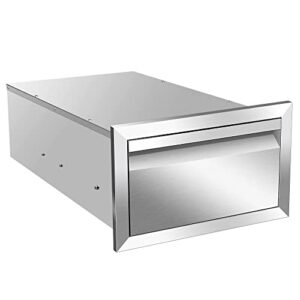 kodom outdoor kitchen drawers stainless steel flush mount bbq single drawers for outdoor kitchen island, or patio grill station (overall size:14" w x 8.5" h x 23" d inch)
