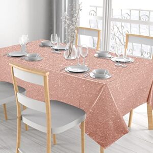 3 Pcs 54 x 108 Inch Pink Rose Gold Tablecloth for Parties Decorations Glitter Shiny Runner Waterproof Table Cover for Wedding Baby Shower Graduation Anniversary Holiday Birthday Decoration