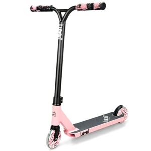 limit lmt68 mini pro kick stunt scooter-short and small freestyle trick scooters for kids ages 5 years and up-professional complete bmx scooter perfect for beginners children boys and girls gifts pink