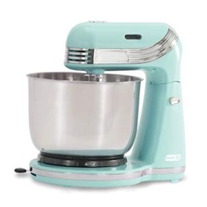 Dash Stand Mixer (Electric Everyday Use): 6 Speed with Dough Hooks & Mixer Beaters for Dressings & Mini Rice Cooker Steamer with Removable Nonstick Pot, Keep Warm Function & Recipe Guide, Aqua