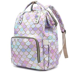 yusudan mermaid laptop backpack for womens girls, college backpacks school bag bookbag 15.6 inch computer backpack