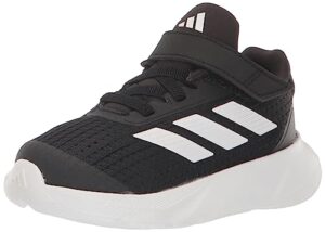 adidas kids duramo sl elastic lace sneaker, core black/white/carbon, 9 us unisex toddler
