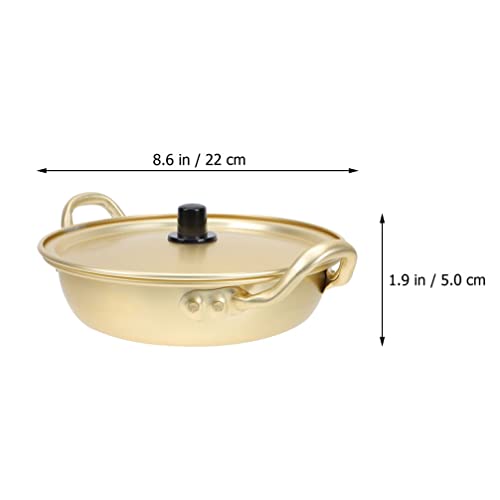 Yardwe Spoon Ramen Pot Korean Ramen Cooking Pot with Lid and Handles Korean Ramen Noodle Pot Fast Heating Ramyun Cooker for Cooking Soup Pasta Stew Kitchen Cookware 20cm Soup Pot Ramen Cooker