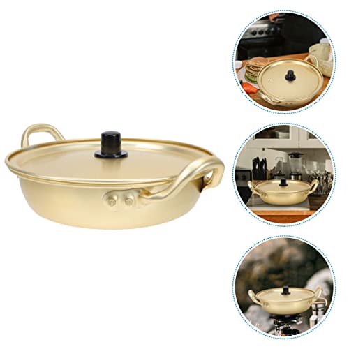 Yardwe Spoon Ramen Pot Korean Ramen Cooking Pot with Lid and Handles Korean Ramen Noodle Pot Fast Heating Ramyun Cooker for Cooking Soup Pasta Stew Kitchen Cookware 20cm Soup Pot Ramen Cooker