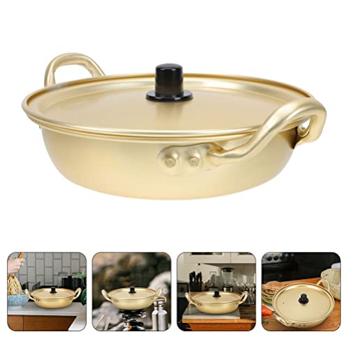 Yardwe Spoon Ramen Pot Korean Ramen Cooking Pot with Lid and Handles Korean Ramen Noodle Pot Fast Heating Ramyun Cooker for Cooking Soup Pasta Stew Kitchen Cookware 20cm Soup Pot Ramen Cooker