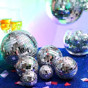 100 Pcs Mirror Disco Balls Decorations Different Sizes Bulk Silver Disco Balls Ornaments Hanging Disco Balls for Christmas Tree Dance Music 50s 60s 70s Disco Themed Party Decor (0.8,1.6,2.4,3,4,8)