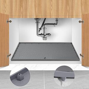 under sink mat, 34"*22" under sink mats for kitchen waterproof,with drain hole, kitchen bathroom cabinet silicone mat ， protector for drips leaks spills