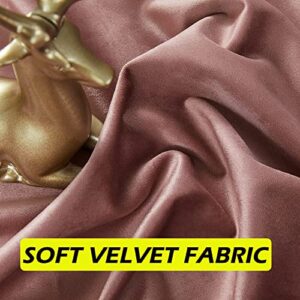 Timeper Mauve Velvet Curtains - Wild Rose Pink Light Blocking Bedroom Curtains 96 inches for Kids Gilrs, Back Tab Luxury Curtains for Dining/Nursery, W52 x L96, 2 Panels