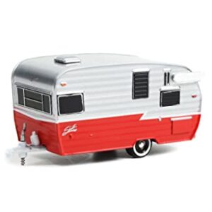Greenlight 1:64 Hitched Homes Series 12 - Shasta Airflyte - Polished Aluminum and Red 34120-F [Shipping from Canada]