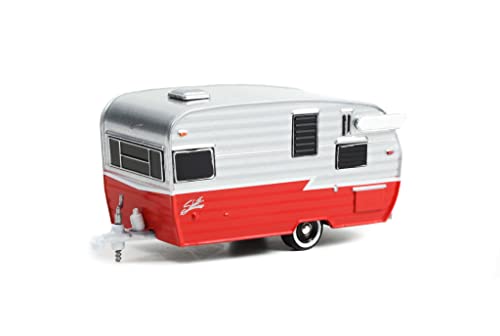 Greenlight 1:64 Hitched Homes Series 12 - Shasta Airflyte - Polished Aluminum and Red 34120-F [Shipping from Canada]