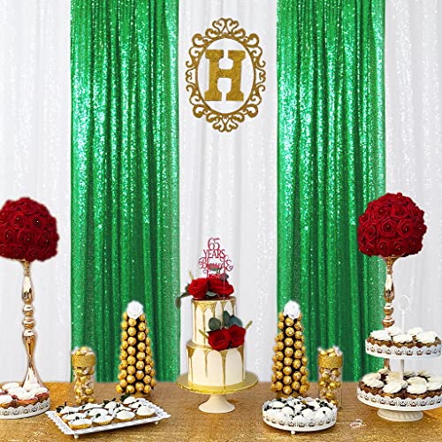 Sequin Curtains 2 Panels Green Sequin Backdrop Panels 2Ftx8Ft Green Sequin Photo Backdrop Halloween Backdrop Decortaion Fabric Backdrop Glitter Backdrop Curtains for Thanksgiving's Day Decoration