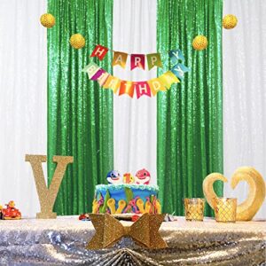 Sequin Curtains 2 Panels Green Sequin Backdrop Panels 2Ftx8Ft Green Sequin Photo Backdrop Halloween Backdrop Decortaion Fabric Backdrop Glitter Backdrop Curtains for Thanksgiving's Day Decoration