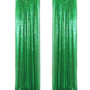 Sequin Curtains 2 Panels Green Sequin Backdrop Panels 2Ftx8Ft Green Sequin Photo Backdrop Halloween Backdrop Decortaion Fabric Backdrop Glitter Backdrop Curtains for Thanksgiving's Day Decoration