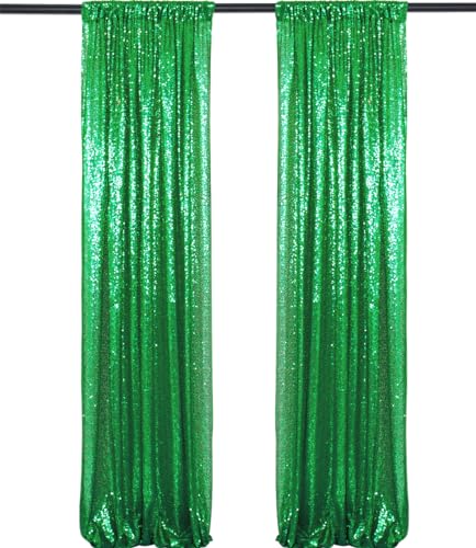 Sequin Curtains 2 Panels Green Sequin Backdrop Panels 2Ftx8Ft Green Sequin Photo Backdrop Halloween Backdrop Decortaion Fabric Backdrop Glitter Backdrop Curtains for Thanksgiving's Day Decoration