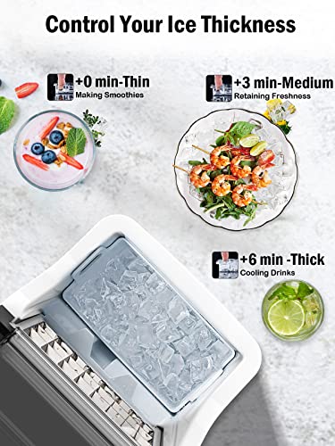 Kndko Ice Makers Countertop, 2,000 pcs/45 lbs/Day,2 Way Filling,Self-Cleaning,6 Gears Ice Size Control,24H Timer, ice Machine Maker countertop for Home Outdoor RV