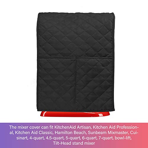 Mixer Cover,Stand Mixer Dust-proof Cover with Organizer Bag for Kitchenaid, Sunbeam, Cuisinart,4-quart, 4.5-quart, 5-quart, 6-quart, 7-quart, bowl-lift, Tilt-Head Stand Mixer(Black)