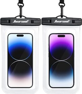 hiearcool waterproof phone pouch, waterproof beach bag compatible for iphone 15 14 13 12 pro max up to 8.3", ipx8 cellphone kayak accessories, travel essentials for beach -clear-2pack