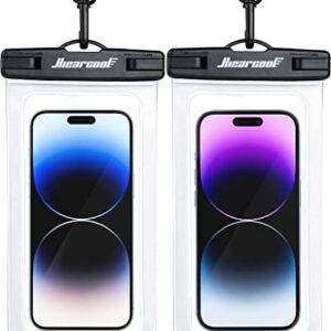 Hiearcool Waterproof Phone Pouch, Waterproof Beach Bag Compatible for iPhone 15 14 13 12 Pro Max Up to 8.3", IPX8 Cellphone Kayak Accessories, Travel Essentials for Beach -Clear-2Pack