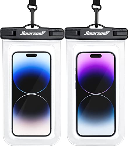 Hiearcool Waterproof Phone Pouch, Waterproof Beach Bag Compatible for iPhone 15 14 13 12 Pro Max Up to 8.3", IPX8 Cellphone Kayak Accessories, Travel Essentials for Beach -Clear-2Pack