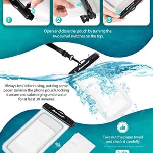 Hiearcool Waterproof Phone Pouch, Waterproof Beach Bag Compatible for iPhone 15 14 13 12 Pro Max Up to 8.3", IPX8 Cellphone Kayak Accessories, Travel Essentials for Beach -Clear-2Pack