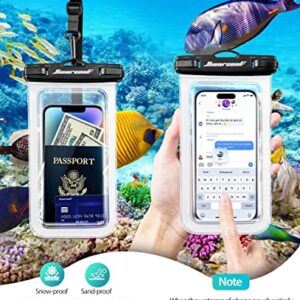 Hiearcool Waterproof Phone Pouch, Waterproof Beach Bag Compatible for iPhone 15 14 13 12 Pro Max Up to 8.3", IPX8 Cellphone Kayak Accessories, Travel Essentials for Beach -Clear-2Pack