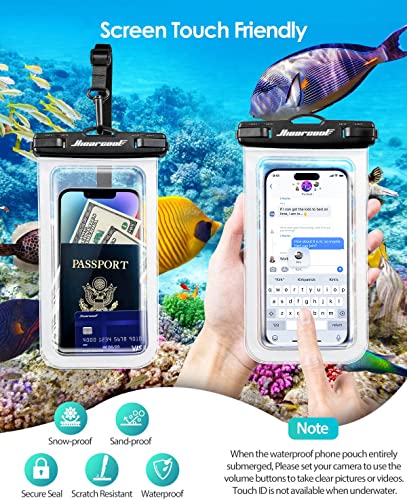 Hiearcool Waterproof Phone Pouch, Waterproof Beach Bag Compatible for iPhone 15 14 13 12 Pro Max Up to 8.3", IPX8 Cellphone Kayak Accessories, Travel Essentials for Beach -Clear-2Pack