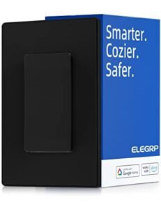 elegrp smart light switch, 2.4ghz wi-fi single pole light switch compatible with alexa and google assistant, neutral wire required, app remote control and timer schedule, ul certified (black, 1 pack)