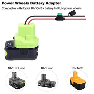 Biswaye Power Wheels Adapter Compatible with Ryobi 18V ONE+ Battery P102 P107 for Ride on Toys Rc Car Dune Racer Truck or Robotics or DIY Use, Power Wheel Adapter with Fuse & Wire Terminals