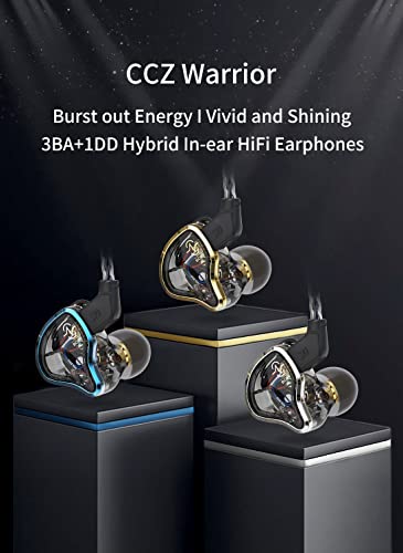keephifi CCZ Warrior in Ear Monitors IEM with 3BA+1DD Hybrid Drivers, Neutral Sound Headphones, Audiophile Earbuds for Music Lovers Musicians, Drummers, Rapper (Silver No Mic)