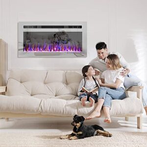 TUAN 31 Inch Electric Fireplace, Recessed and Wall Mounted Fireplace, Fireplace Heater and Linear Fireplace with Timer, Touch Panel and Remote Control, Adjustable 12 Flame Color, 750/1500W