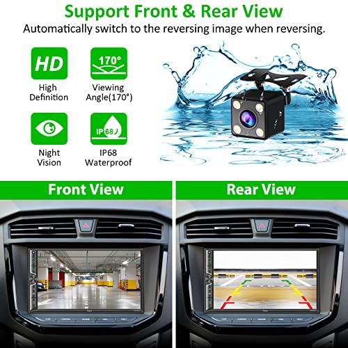 Double Din Car Radio with Bluetooth, Voice Control Apple CarPlay Screen, Mirror Link, 7 Inch HD Capacitive Touchscreen Car Play, Backup Camera, Subw, USB/SD Port, Multimedia Player AM/FM Car Stereo