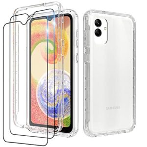 dzxouui for samsung galaxy a04 case, samsung galaxy a02 case, cute crystal tpu bumper shockproof protective phone case cover with [2 pack] screen protector, clear