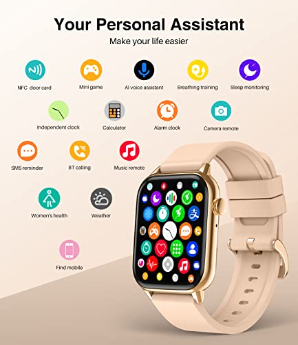 EGQINR Smart Watch (Answer/Make Call), 1.68" Fitness Tracker Smartwatch for Android iPhone with Blood Pressure Blood Oxygen Heart Rate Sleep Monitor Pedometer, IP67 Waterproof Smart Watches for Women