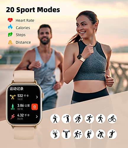 EGQINR Smart Watch (Answer/Make Call), 1.68" Fitness Tracker Smartwatch for Android iPhone with Blood Pressure Blood Oxygen Heart Rate Sleep Monitor Pedometer, IP67 Waterproof Smart Watches for Women