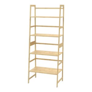 wtz bookshelf book shelf, bookcase storage shelves book case, ladder shelf for bedroom, living room, office mc-801(natural)